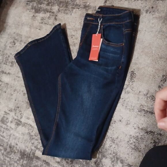 Flamingo jeans, flares, denim, size large, butt lift, dark blue,Stretch, new - Picture 2 of 6